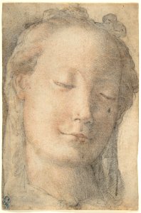 Head of a Young Woman in Three-quarter View Facing Right, with Lowered Eyes MET DP802131