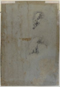 Head of a Pope(?) (recto); Two Studies of Left Hand (verso) MET 62.120.5 VERSO