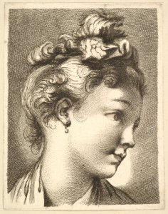 Head of a woman with her head turned to the left, from Livre de Têtes Gravées d'apres F. Boucher et Autres (Book of Heads Engraved after F. Boucher and Others) MET DP826653