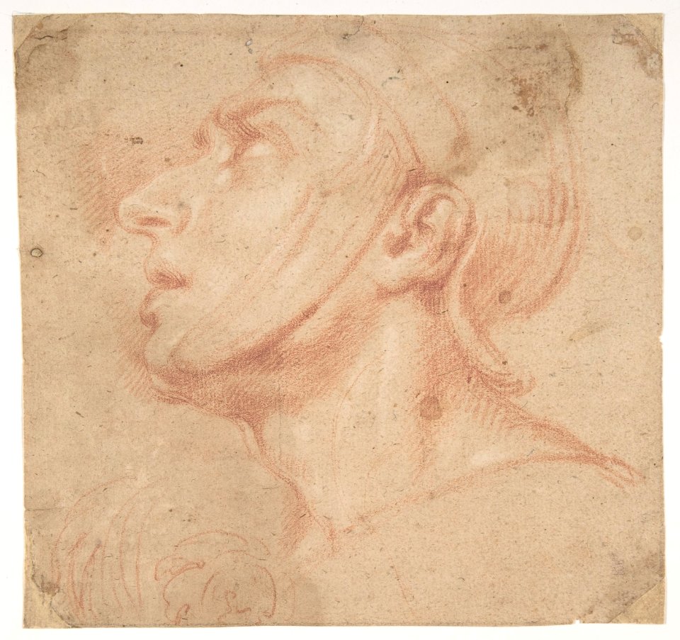 Head of a Man Wearing a Helmet, Looking to Upper Left (recto); Two Sketches, Arms and Hands (verso), Francesco di Maria, 1623–90
