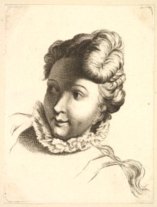 Head of a Woman Wearing a Ruff, from Livre de Têtes Gravées d'apres F. Boucher et Autres (Book of Heads Engraved after F. Boucher and Others) MET DP826656