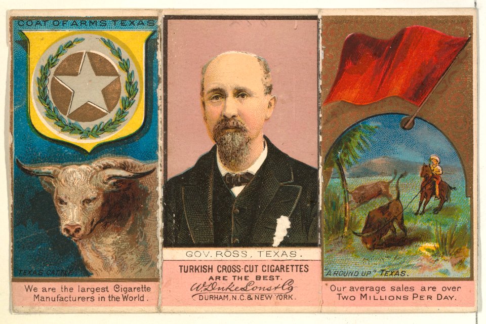 Governor Ross, Texas, from "Governors, Arms, Etc." series (N133-1), issued by Duke Sons & Co. MET DP865463