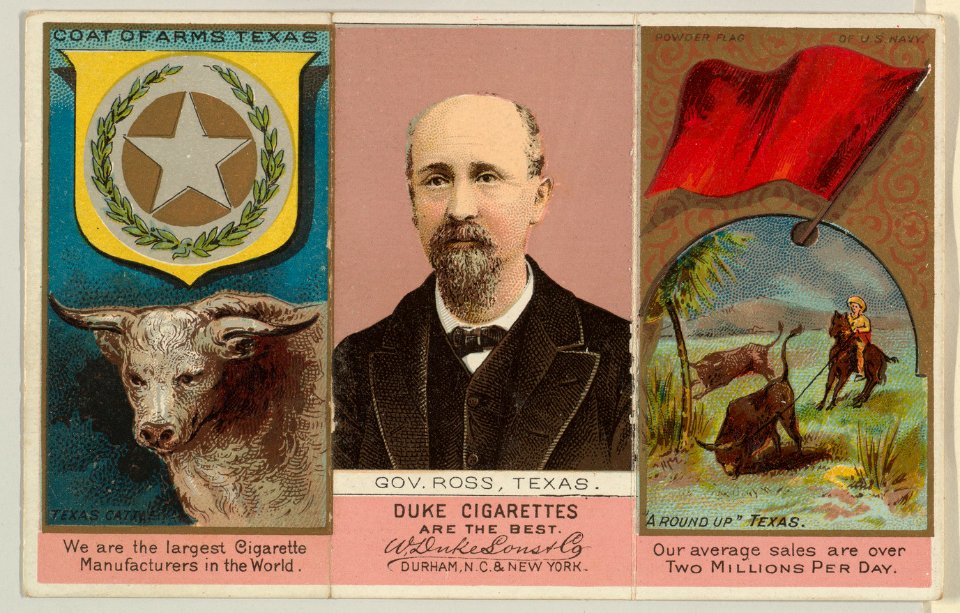Governor Ross, Texas, from "Governors, Arms, Etc." series (N133-2), issued by Duke Sons & Co. MET DP865519