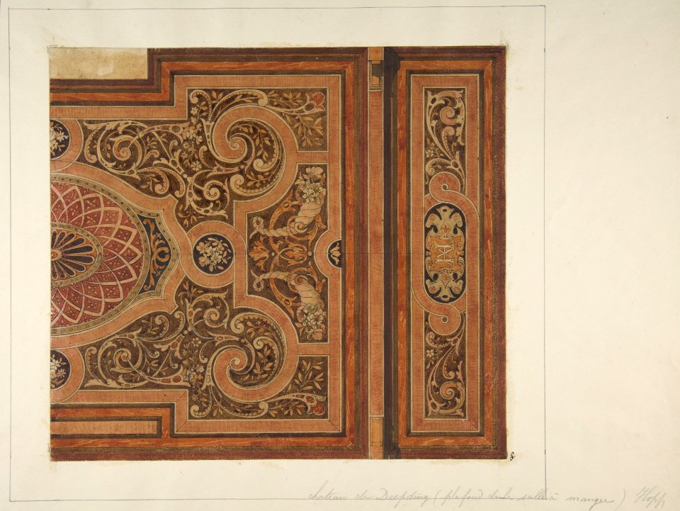 Intarsia Ceiling Design for the Dining Room, Chateau de Deepdene MET DP811092