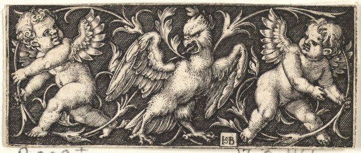 Horizontal Panel with an Eagle Flanked by Two Genii MET DP828919