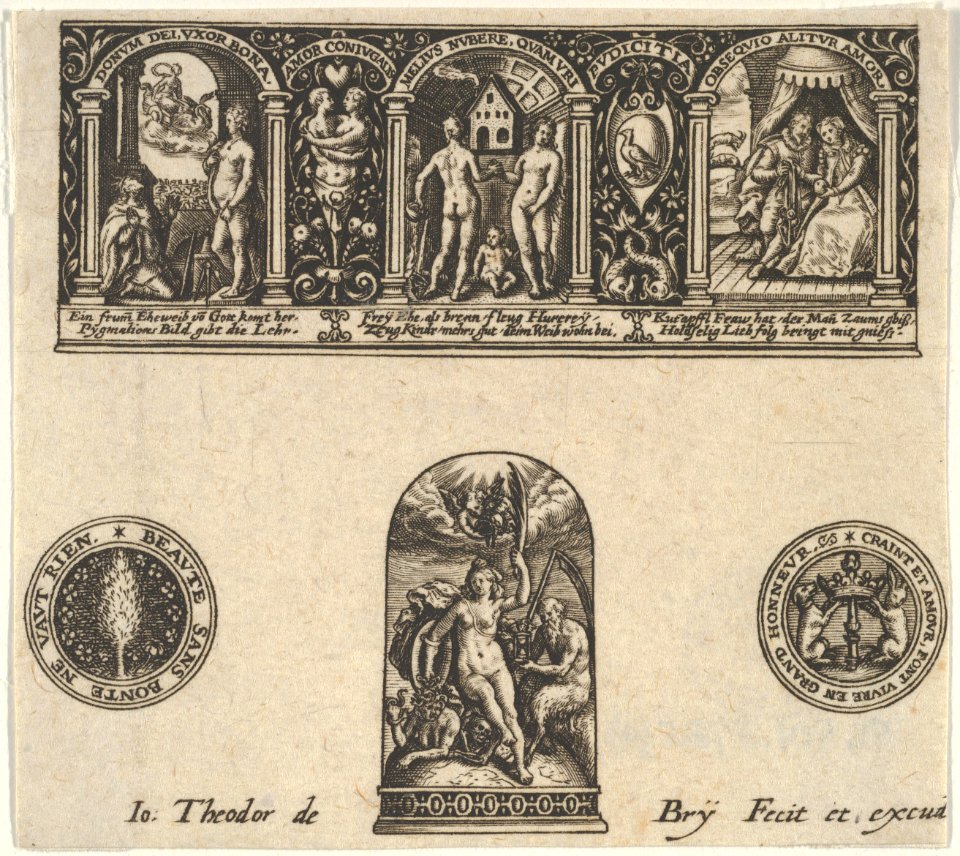 Horizontal Panel with a Thimble Design Below a Frieze with Three Scenes in Arches MET DP837171