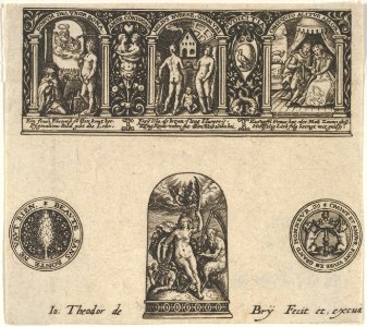 Horizontal Panel with a Thimble Design Below a Frieze with Three Scenes in Arches MET DP837171