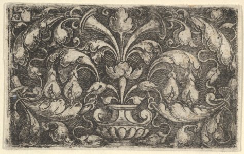 Horizontal Panel with Tendrils Growing Outwards from a Vase at Center MET DP836793