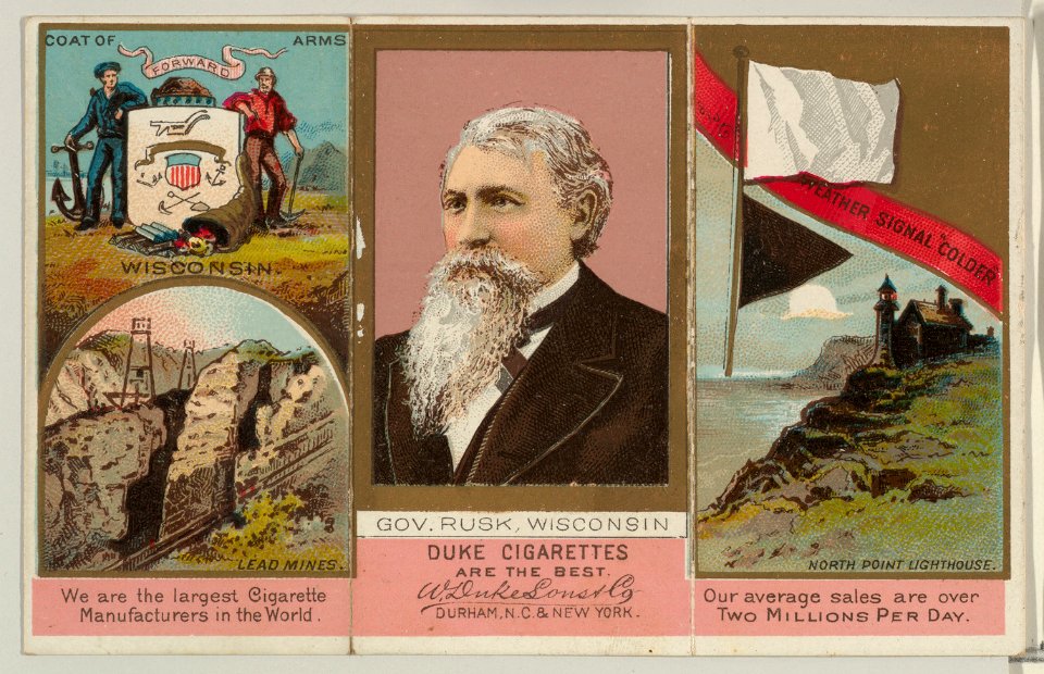 Governor Rusk, Wisconsin, from "Governors, Arms, Etc." series (N133-2), issued by Duke Sons & Co. MET DP865541