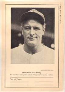 Henry Louis "Lou" Gehrig from Sports Exchange All-Stars trade cards (W603) MET DPB882285