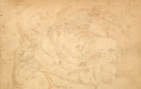 Horizontal Panel Design with a Male Figure, a Putto and a Snake Interspersed between Acanthus Rinceaux MET DP824439