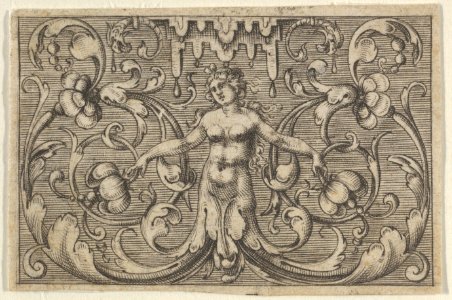 Horizontal Panel with a Female Figure with Leaves as Legs, from Varii Generis Opera Aurifabris Necessaria MET DP837113