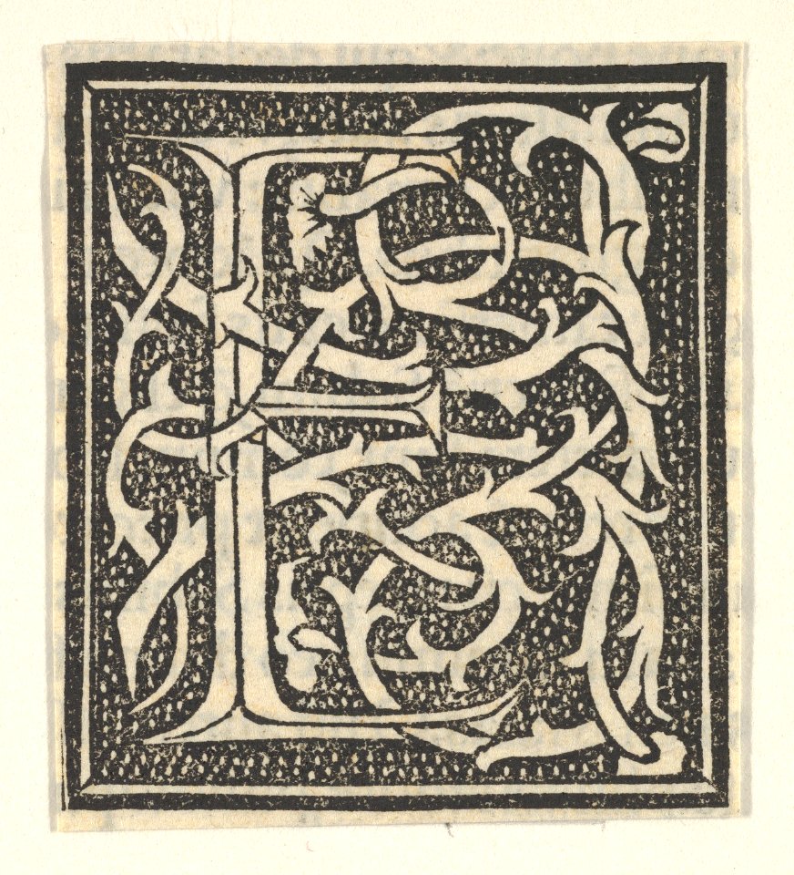 Initial letter E on patterned background MET DP855201