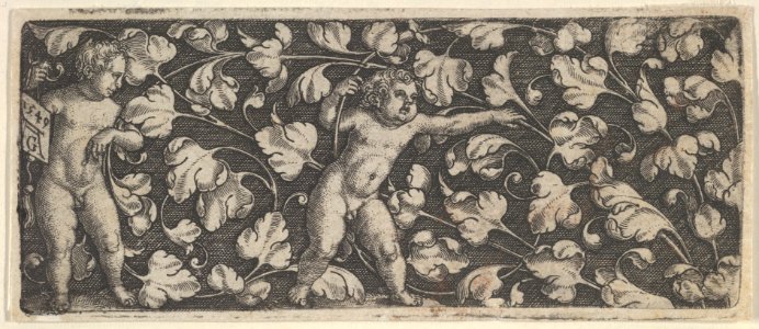 Horizontal Panel with Two Nude Boys Surrounded by Tendrils MET DP836790