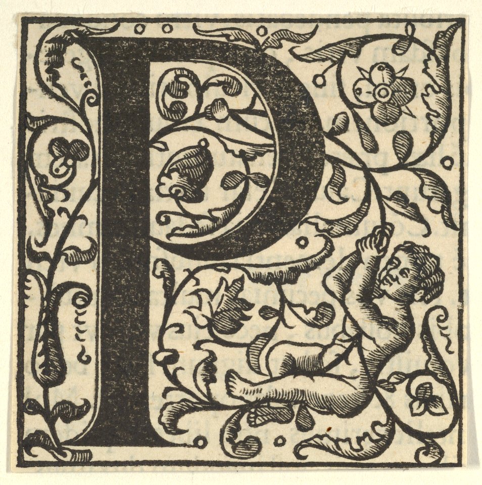 Initial letter P with putto MET DP855592