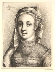 Head and shoulders of a woman with a veil and diaphanous neckware MET DP823781