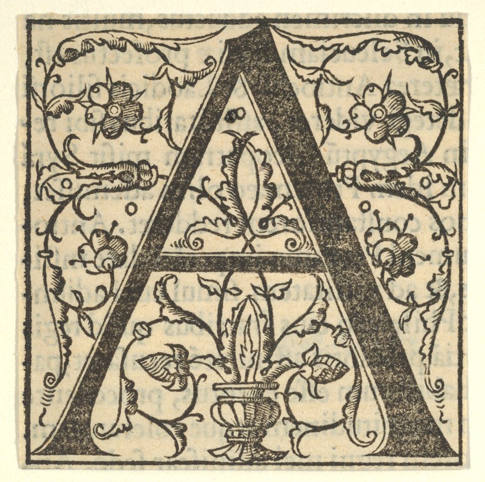 Initial letter A with garlands MET DP855586
