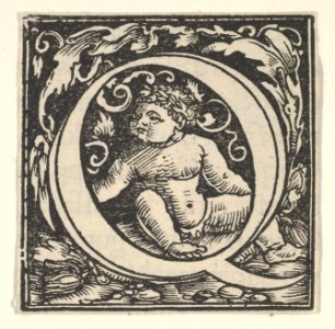 Initial letter Q with putto MET DP855219
