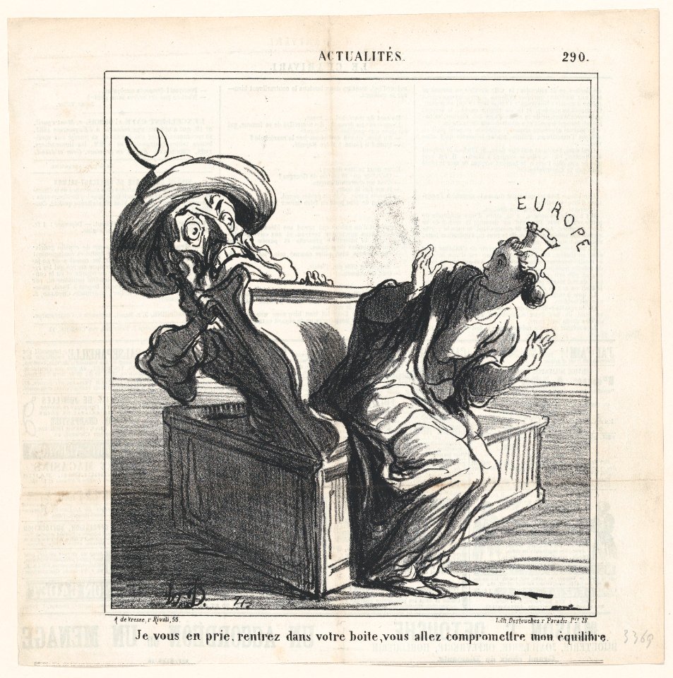 I beg you, get back into your box. You are going to endanger my equilibrium, from 'News of the day,' published in Le Charivari, January 13, 1869 MET DP877771