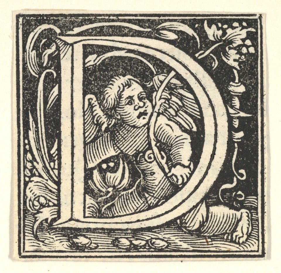Initial letter D with putto MET DP855215