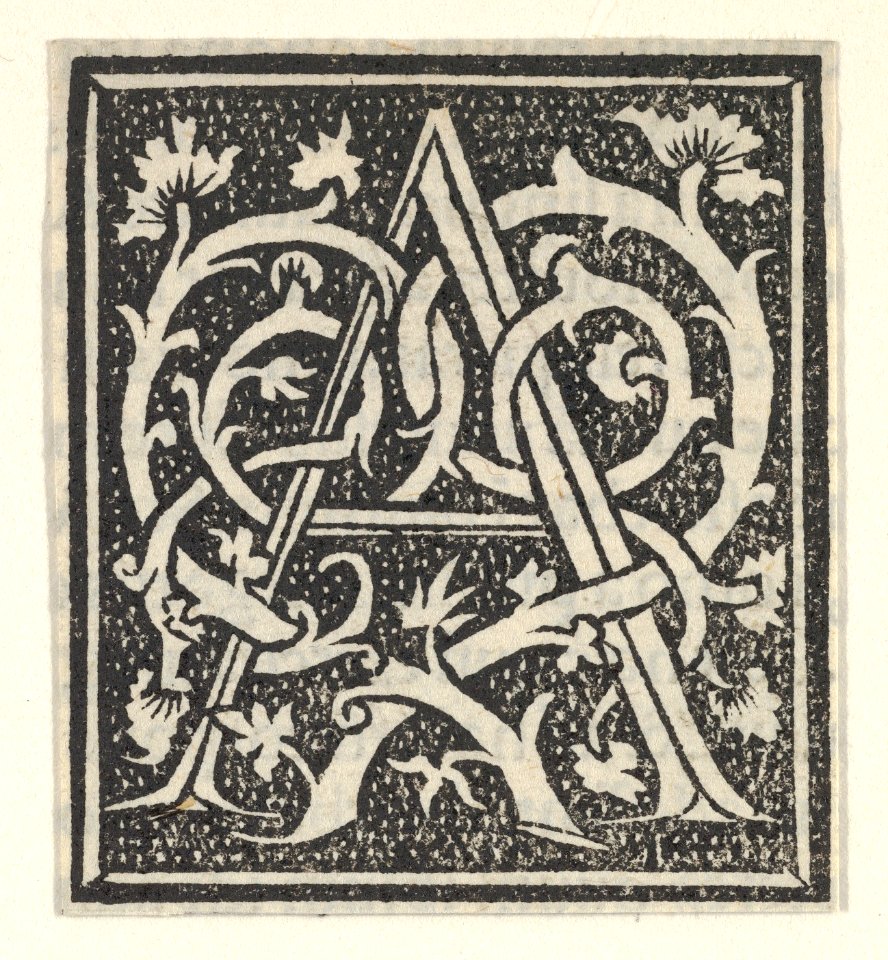 Initial letter A on patterned background MET DP855200