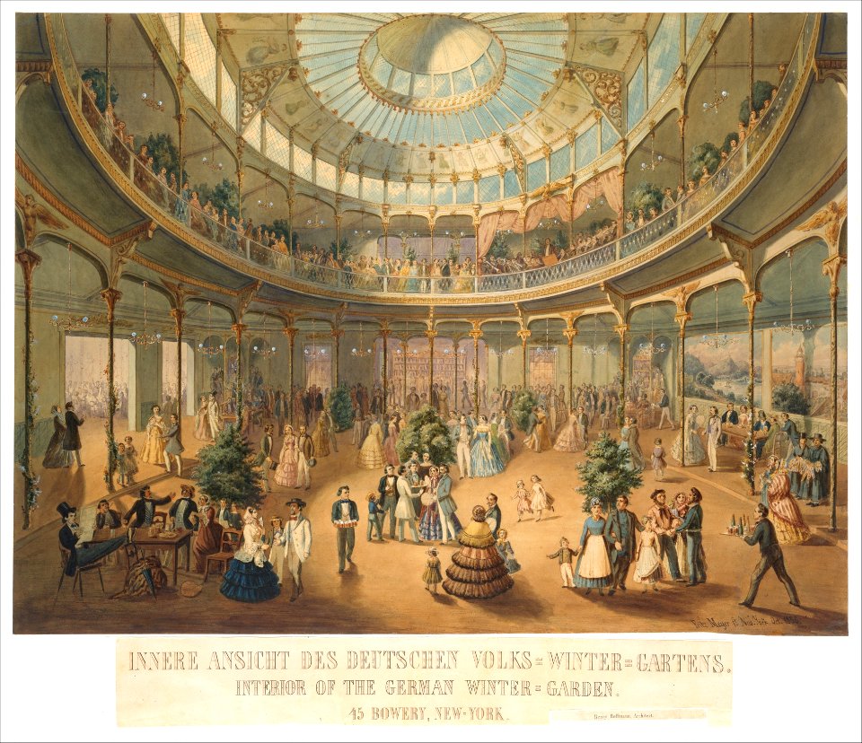 Innere Ansicht des Deutschen Volks Winter Gartens. Interior of the German Winter Garden. 45 Bowery, New York. MET DT283482