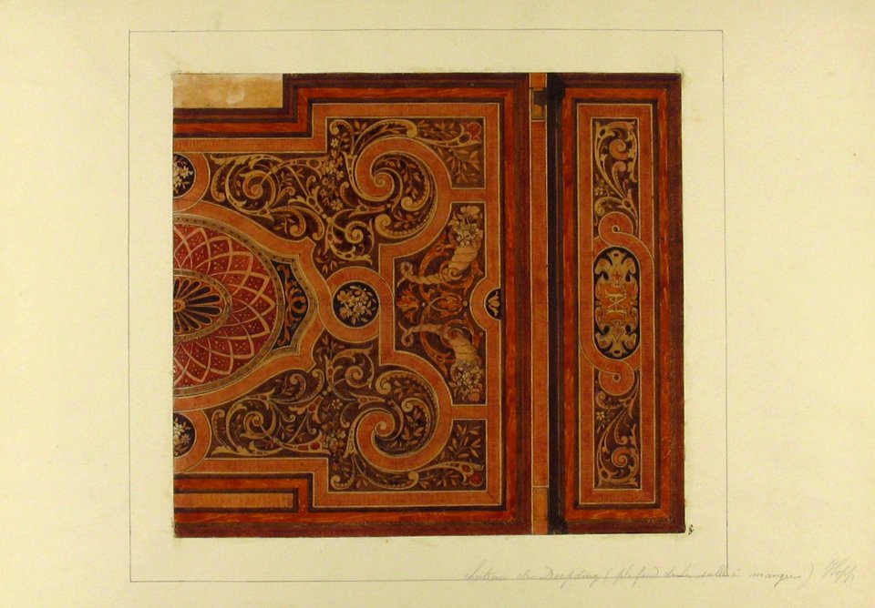 Intarsia Ceiling Design for the Dining Room, Chateau de Deepdene MET 67.827.15