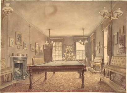 Interior of the billiard room at Lupton House, Devonshire, designed by George Wrightwick for Sir J.B.Y. Buller MET DP805111