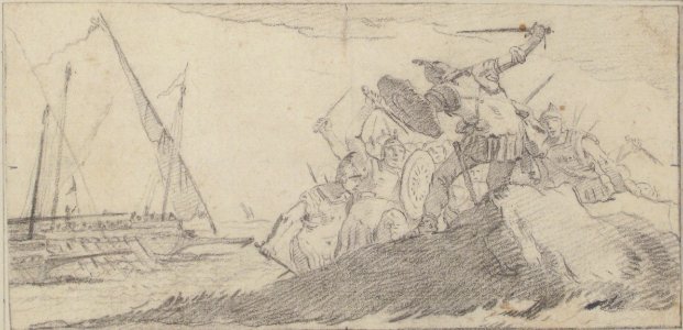 Illustration for a Book- Battle by the Sea Coast MET 59.600.187