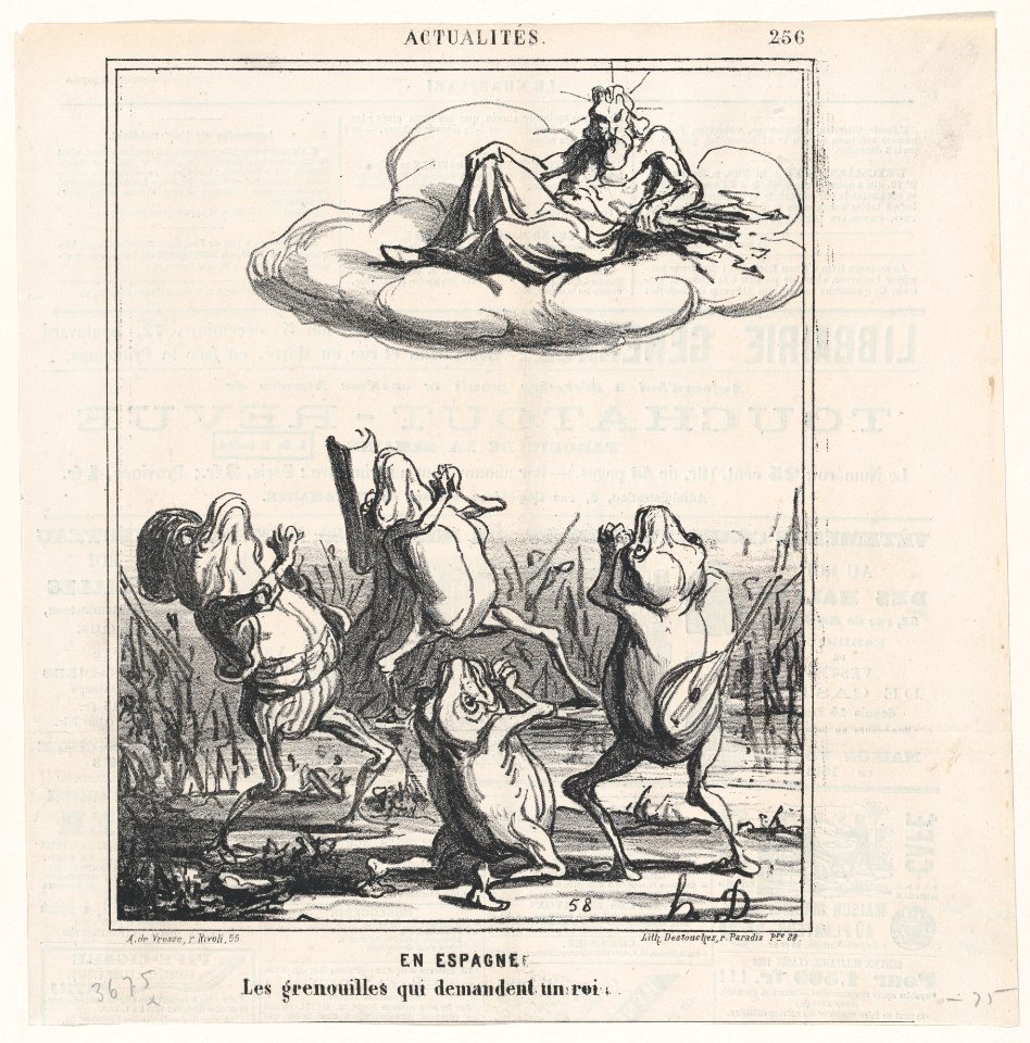 In Spain- the frogs asking for a king, from 'News of the day,' published in Le Charivari, December 3, 1868 MET DP877726