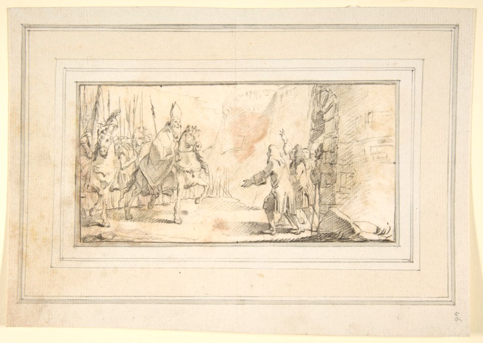 Illustration for a Book- Reception of a Bishop Leading an Army at a City Gate MET DP812003
