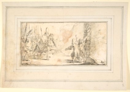 Illustration for a Book- Reception of a Bishop Leading an Army at a City Gate MET DP812003