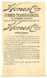 Instruction insert from the Transparencies series (N137) issued by W. Duke, Sons & Co. to promote Honest Long Cut Tobacco MET DP865669. Free illustration for personal and commercial use.