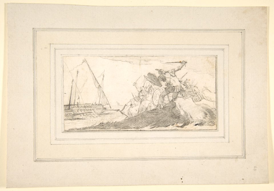 Illustration for a Book- Battle by the Sea Coast MET DP811996