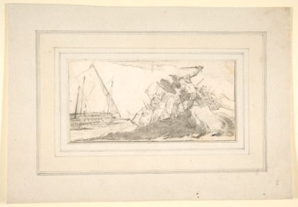 Illustration for a Book- Battle by the Sea Coast MET DP811996