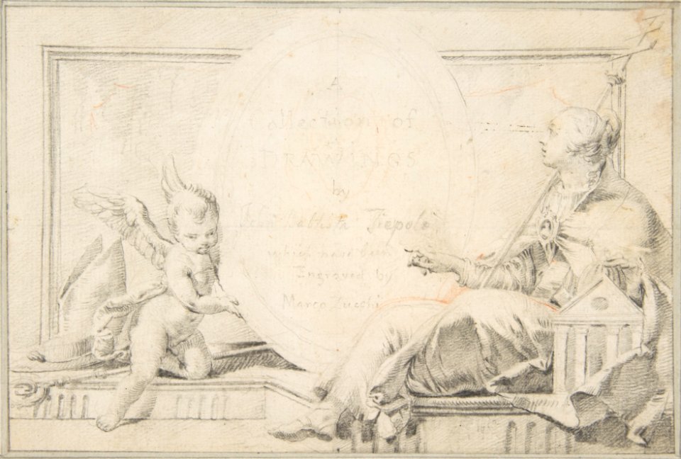 Illustration for a Book- Frontispiece with a Female Allegorical Figure (Religion?) and a Putto MET DP812578