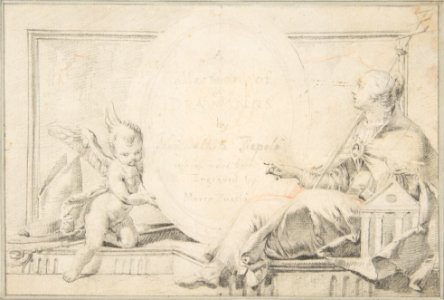 Illustration for a Book- Frontispiece with a Female Allegorical Figure (Religion?) and a Putto MET DP812578