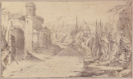 Illustration for a Book- Meeting Between Two Generals (?) before a Fortified Town MET 59.600.180