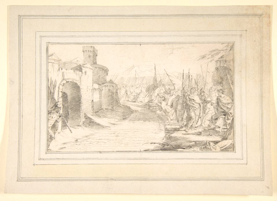 Illustration for a Book- Meeting Between Two Generals (?) before a Fortified Town MET DP811998