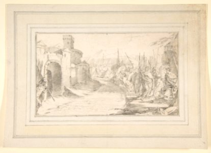 Illustration for a Book- Meeting Between Two Generals (?) before a Fortified Town MET DP811998