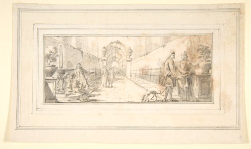 Illustration for a Book- Figures in Conversation in a Garden MET DP812096