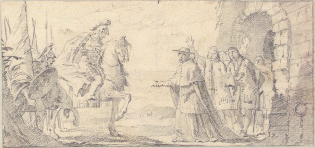 Illustration for a Book- Cardinal Receiving a General at a City Gate MET 59.600.202