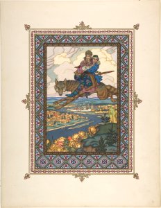 Illustration for "L'oiseau de Fue" -Tsarevich Ivan with Tsarevna Elena the Fair on the Grey Wolf- MET DP804782