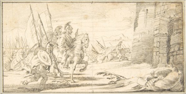 Illustration for a Book- Troops Advancing toward a City Gate MET DP812549