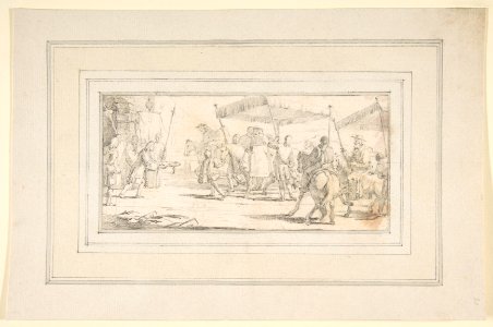 Illustration for a Book- Keys of a City Offered to a Procession of Cardinals Headed by a Riderless Horse MET DP811989