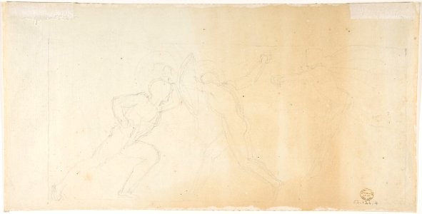 Illustration for "Seven Chiefs Against Thebes" (recto); Studies of Figures (verso) MET DP804209