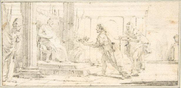 Illustration for a Book- Soldiers Offering the Decapitated Head of a Man and Keys to a General MET DP812555