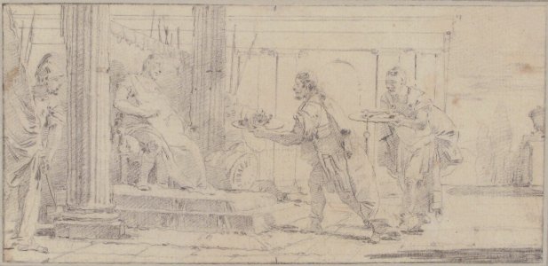 Illustration for a Book- Soldiers Offering the Decapitated Head of a Man and Keys to a General MET 59.600.186