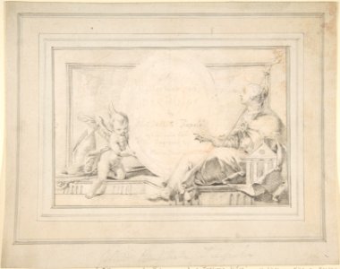 Illustration for a Book- Frontispiece with a Female Allegorical Figure (Religion?) and a Putto MET DP811978
