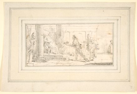 Illustration for a Book- Soldiers Offering the Decapitated Head of a Man and Keys to a General MET DP811988